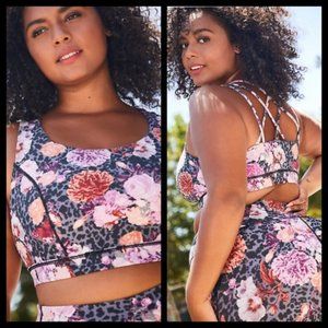 NWOT Torrid Black Cheetah Floral Strappy Back Active Sports Bra, 5